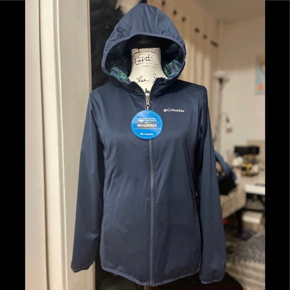 NWT Girl's X-Larg Columbia Reversible White Trail II Hooded Reversible Jacket - Picture 5 of 10